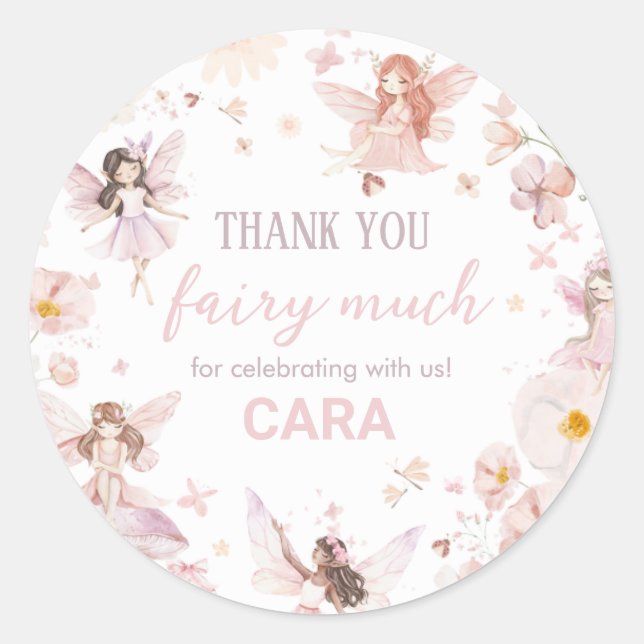 Fairy Enchanted Garden Birthday Party Classic Round Sticker (Front)