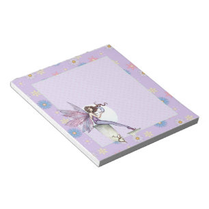 Fairy Fantasy Art Pale Purple Floral Notepad