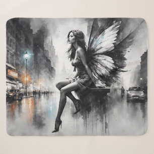Fairy fantasy rainy night streets dream world sherpa blanket