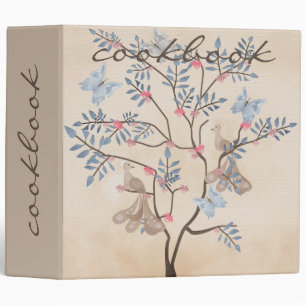 Fairy fantasy tree birds flowers beige grunge retr binder