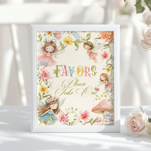 Fairy Favors Enchanted Garden Bright Brithday Poster