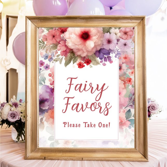 Fairy Favours Fairycore Garden Birthday Party Sign (Fairy Party Favors Fairy Birthday Sign)