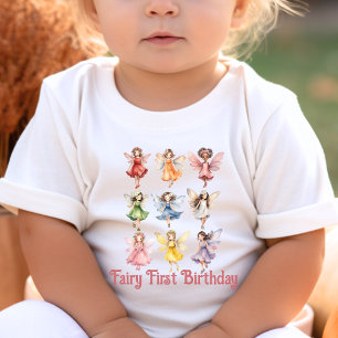 Fairy First 1st Birthday Colourful Magical Fairies Toddler T-shirt