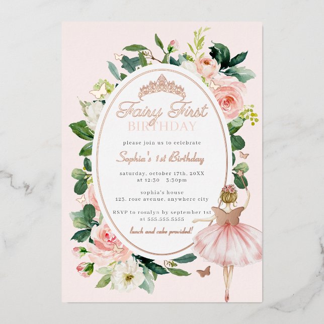 Fairy First 1st Birthday Rose Gold  (Front)