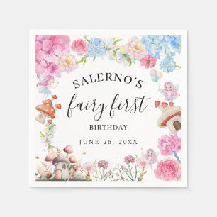 Fairy First Birthday 1st Birthday Paper Napkin
