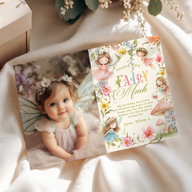 Fairy First Birthday Colorful Thank you Fairy Much Invitation (Creator Uploaded)