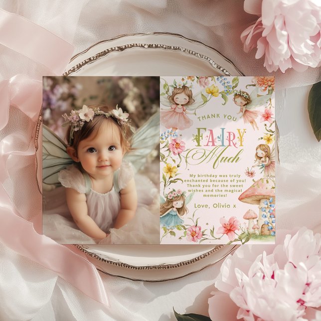 Fairy First Birthday Colorful Thank you Fairy Much Invitation (Creator Uploaded)