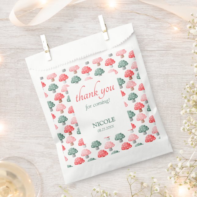 Fairy First Birthday Cute Colourful Mushroom Favour Bag (Clipped)