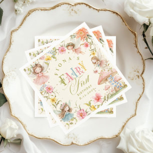 Fairy First Birthday Enchanted Garden Bright Napkin