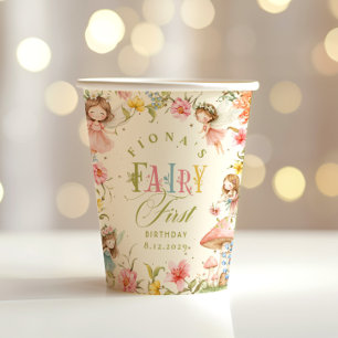 Fairy First Birthday Enchanted Garden Bright Paper Cups