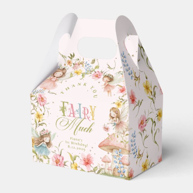 Fairy First Birthday Enchanted Garden Thank you Favor Box (Front Side)