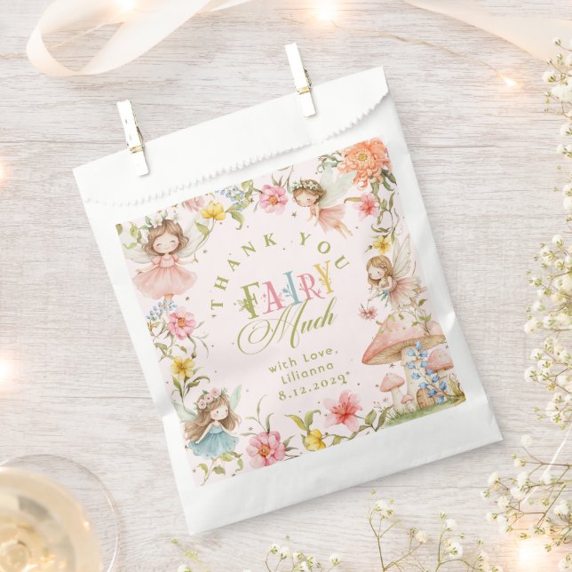 Fairy First Birthday Enchanted Garden Thank you Favour Bag (Clipped)
