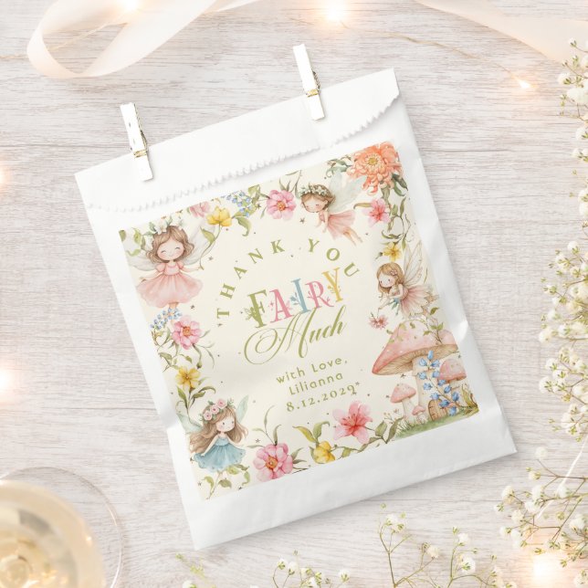 Fairy First Birthday Enchanted Garden Thank you Favour Bag (Clipped)