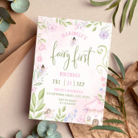 Fairy First Birthday Forest Watercolor Mushroom