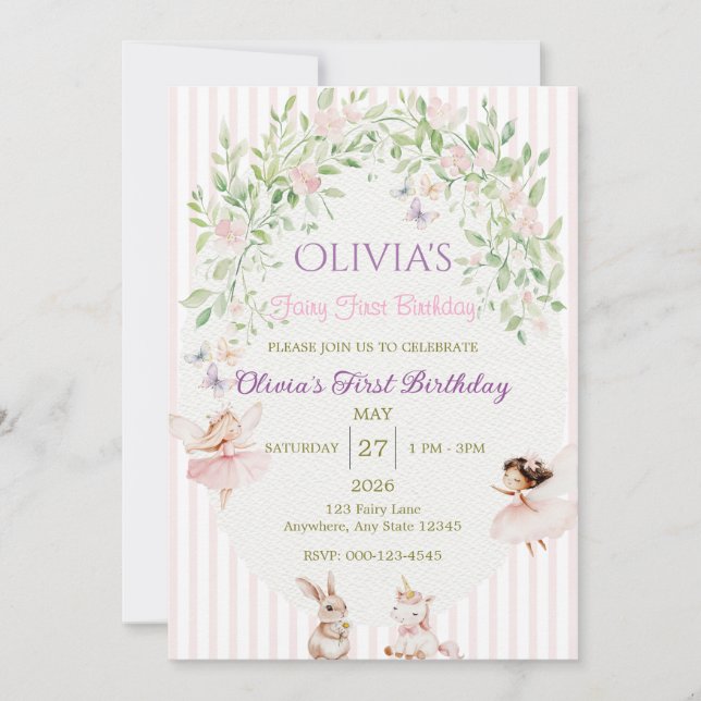 Fairy First Birthday Invitation (Front)
