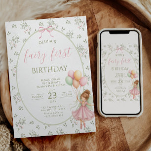 Fairy First Birthday Invitation Girl Enchanted