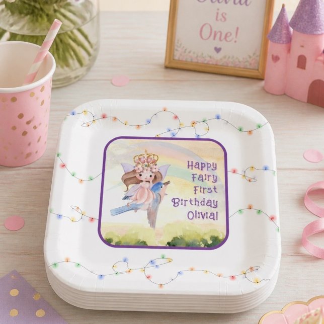 Fairy First Birthday Party Paper Plate (Creator Uploaded)