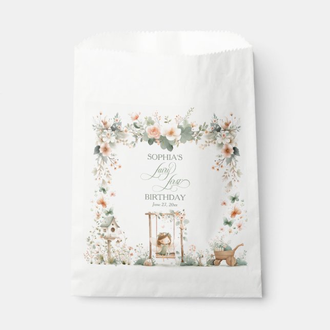 Fairy First Birthday Party Personalized Favour Bag (Front)