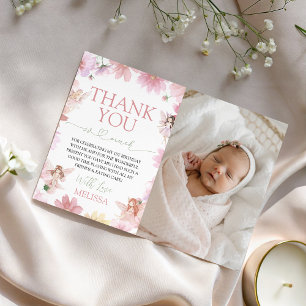 Fairy First Birthday Photo Thank You Invitation