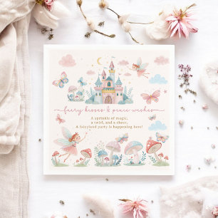 Fairy First Birthday Pink butterflies magical Napkin