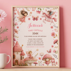 Fairy First Birthday Pink Time Capsule Sign