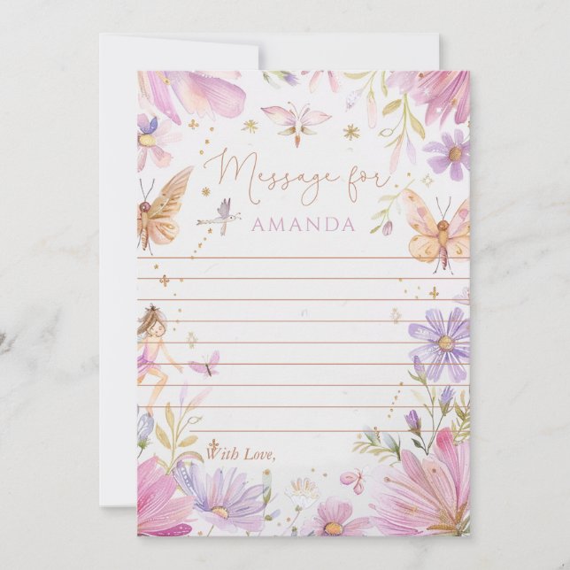 Fairy First Birthday Time Capsule Message  Card (Front)