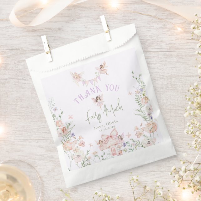 Fairy First Birthday Whimsical garden Lilac Favour Bag (Clipped)