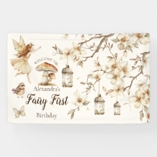 Fairy First Birthday Woodland Floral Banner