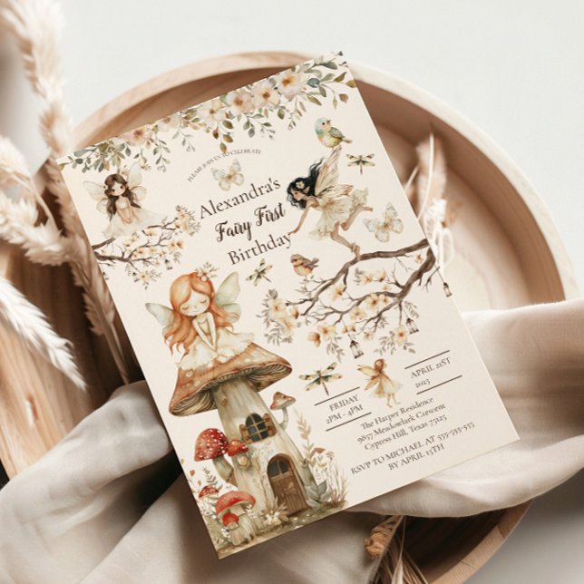 Fairy First Birthday Woodland Floral Invitation (Creator Uploaded)