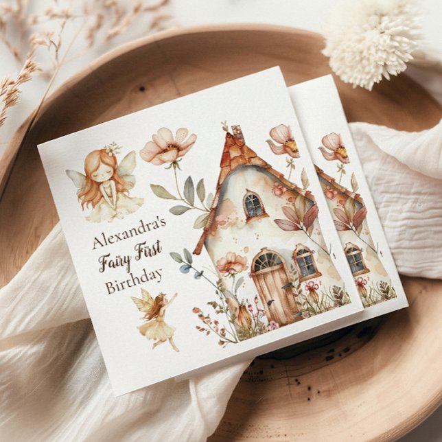 Fairy First Birthday Woodland Floral Napkin (Creator Uploaded)