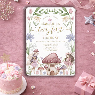 Fairy First Enchanted Forest Girl 1st Birthday Invitation