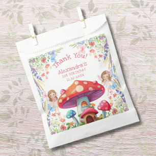 Fairy First Floral Girl 1st Birthday Thank You Favour Bag