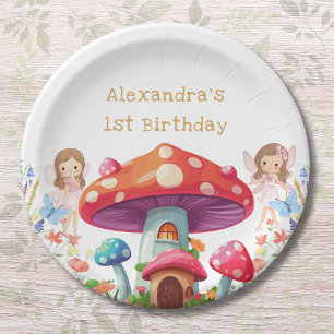 Fairy First Floral Girl's 1st Birthday Party Paper Plate