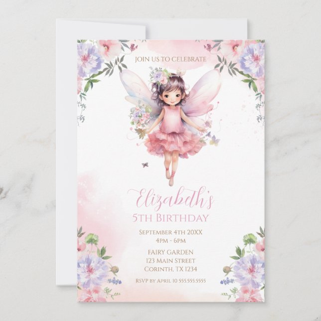 Fairy First garden birthday Party Invitation (Devant)