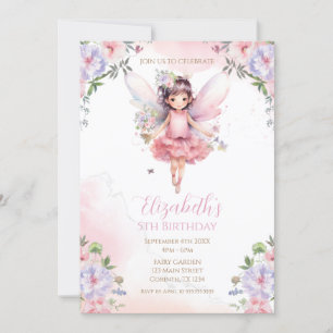 Fairy First garden birthday Party Invitation