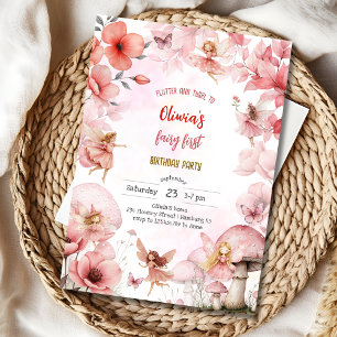 Fairy first garden fairy kids birthday invitation