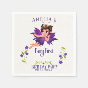 Fairy First Girl's 1st Birthday Enchanted forest Napkin