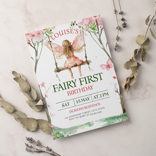 Fairy First Girl's 1st Birthday Invitation (Creator Uploaded)