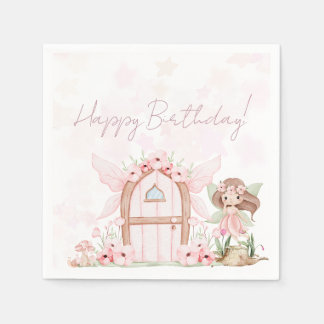Fairy First Girl's 1st Birthday Party Custom Napkin