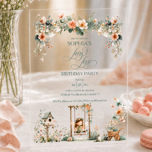Fairy First Girl's Birthday Party Custom Acrylic Invitations