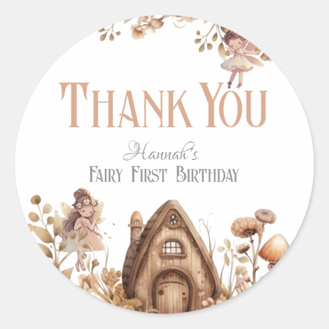 Fairy First Magic Boho Birthday Classic Round Sticker (Front)