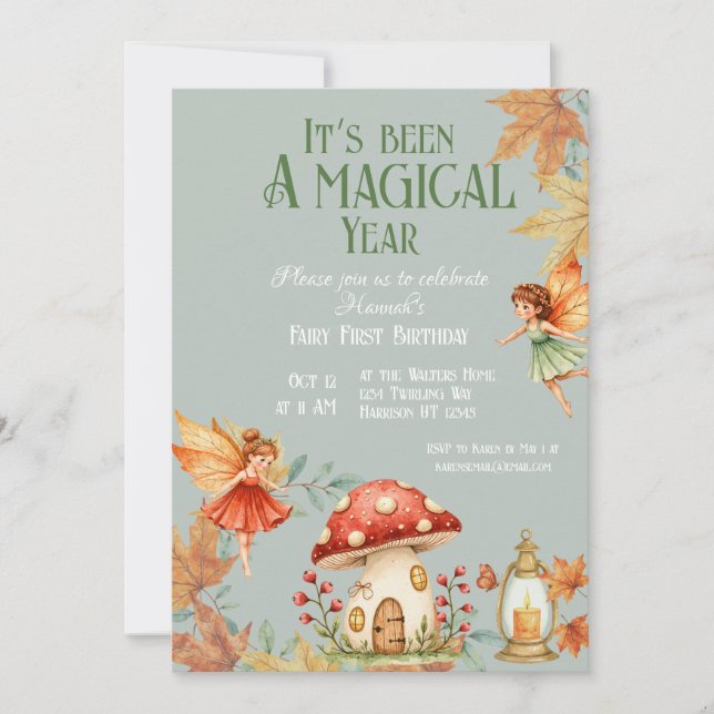 Fairy First Magic Fall Birthday Invitation (Front)