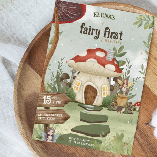 Fairy First Mushroom Forest 1st Birthday Invitation