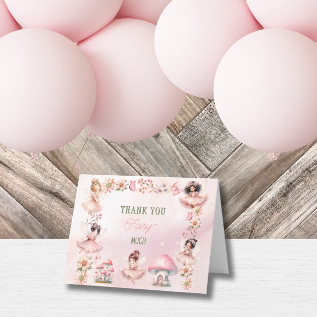 Fairy First Mushroom House Pink Birthday Thank You Card (Creator Uploaded)