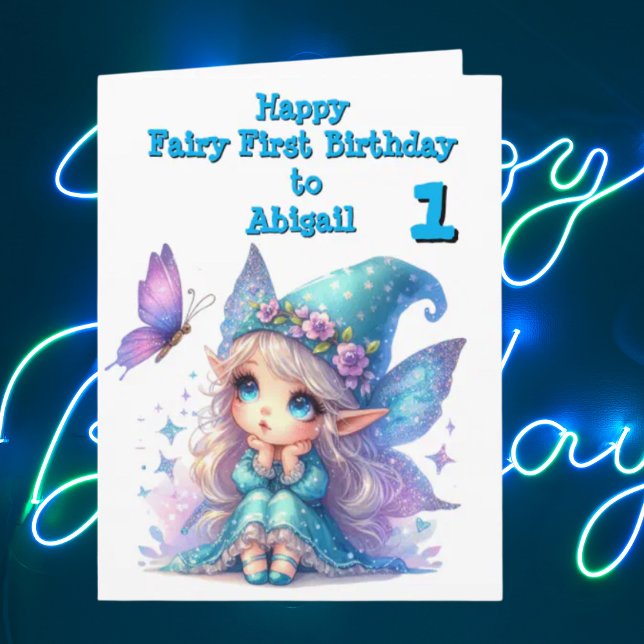 Fairy First Photo Anniversaire de enfant Carte de  (Créateur téléchargé)