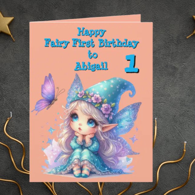 Fairy First Photo Anniversaire de enfant Carte de  (Créateur téléchargé)