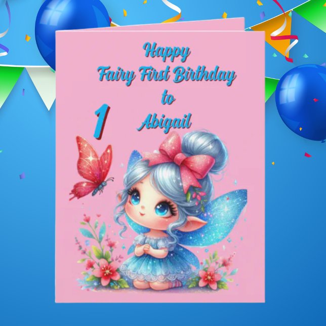 Fairy First Photo KIds  BIrthday Greeting Card (Creator Uploaded)