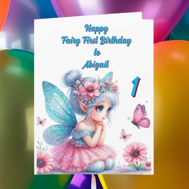 Fairy First Photo KIds  BIrthday Greeting Card (Creator Uploaded)