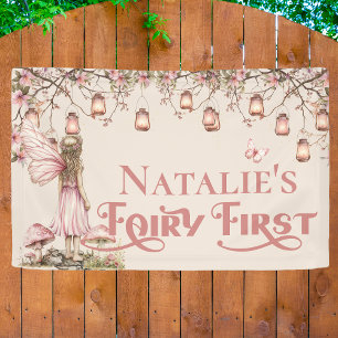Fairy First Theme Girl's 1st Birthday Custom Vinyl Banner