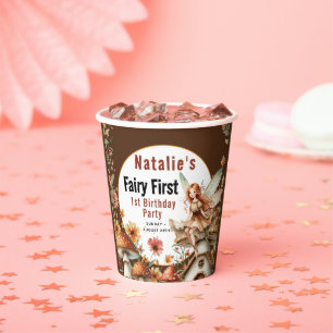 Fairy First Theme Girl's 1st Birthday Party Paper Cups